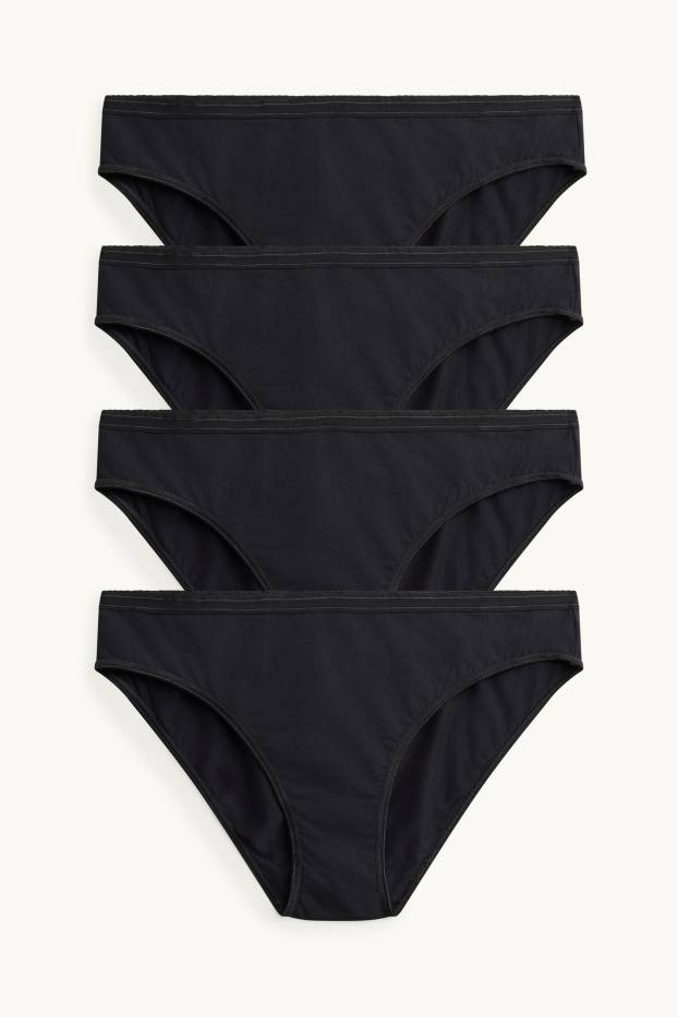 Dames - Set van 4 - slip - zwart