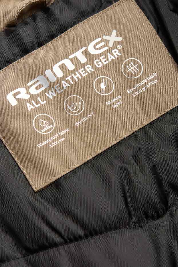 Kinder Buben - Regenjacke mit Kapuze - gefüttert - wasserdicht - beige