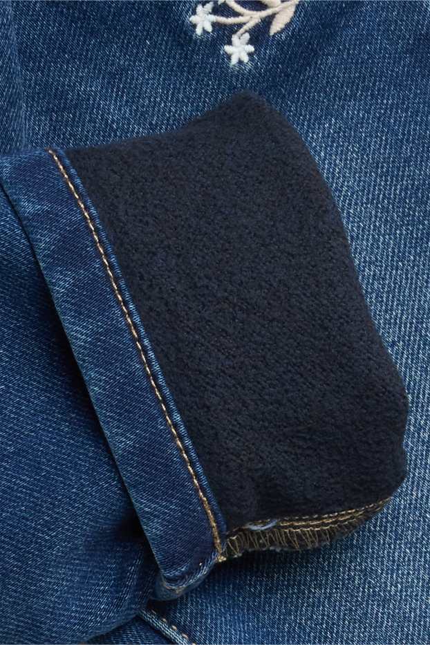 Bébés filles - Petite fleur et petit cœur - jean chaud bébé - jean bleu