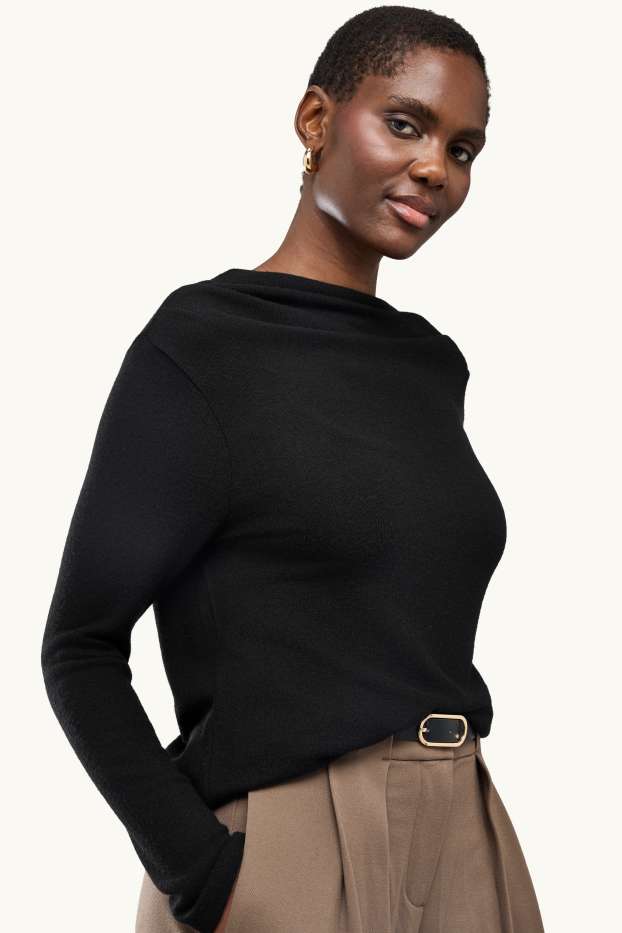 Femmes - Haut à manches longues - slim fit - noir