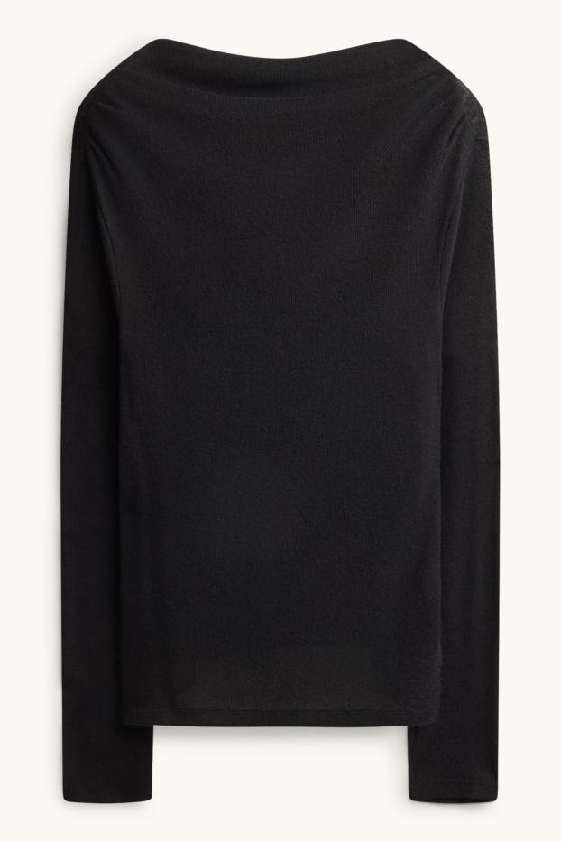 Femmes - Haut à manches longues - slim fit - noir