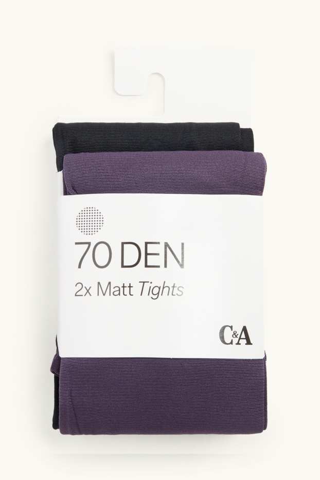 Dames - Set van 2 - panty - 70 DEN - paars