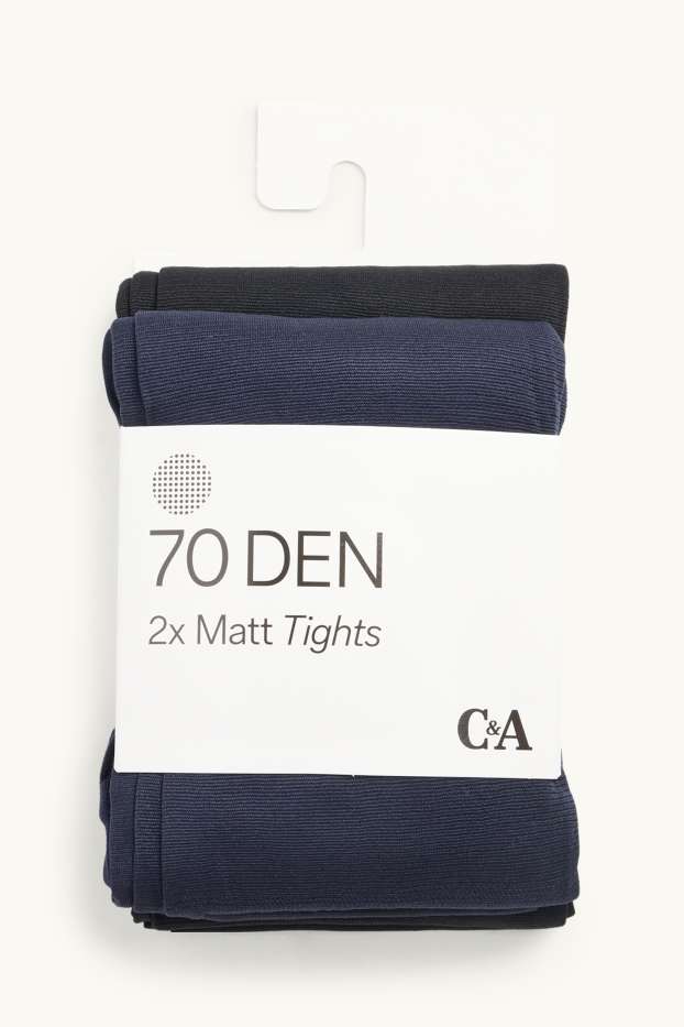 Dames - Set van 2 - panty - 70 DEN - blauw / zwart