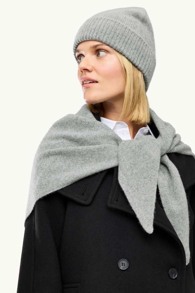Damen - Kaschmir-Beanie - hellgrau