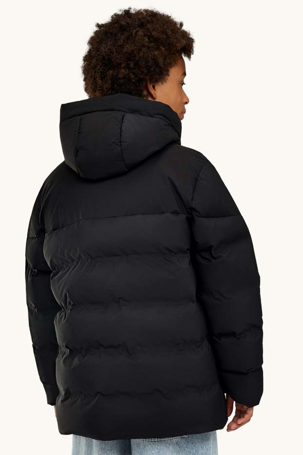 Kinder Buben - Funktions-Steppjacke mit Kapuze - gefüttert - schwarz