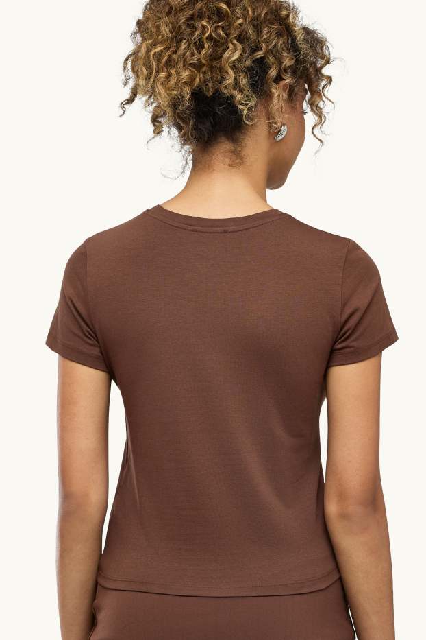 Damen - T-Shirt - Slim Fit - braun