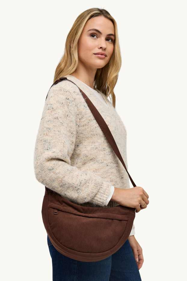 Femmes - Sac à bandoulière en velours côtelé - marron