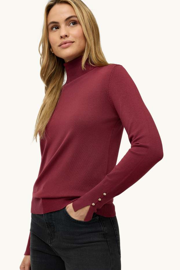 Women - Turtleneck jumper - red