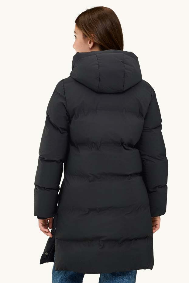 Kinder Mädchen - Funktions-Steppjacke mit Kapuze - gefüttert - schwarz