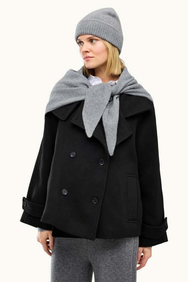 Dámské - Kašmírová šála - šedá-žíhaná