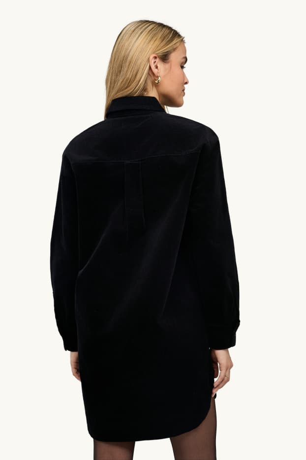Women - Corduroy dress - straight fit - black