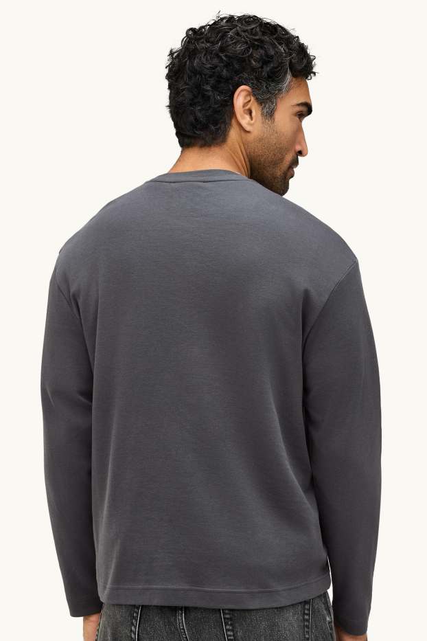 Men - Long sleeve top - relaxed fit - dark gray