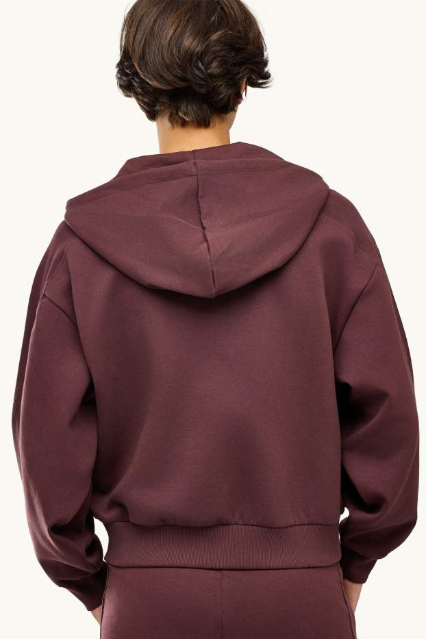 Damen - Sweatjacke mit Kapuze - bordeaux