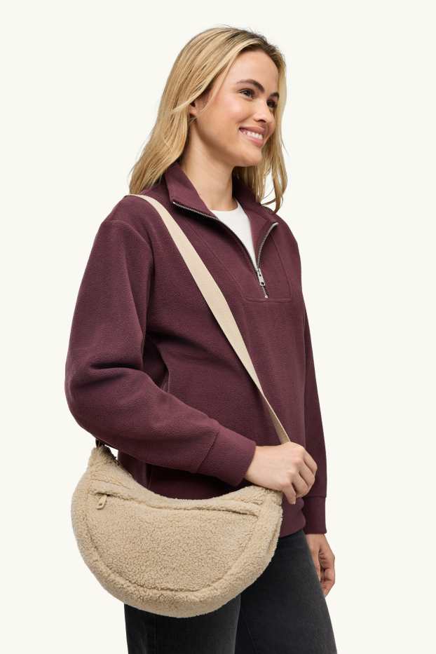 Femmes - Sac à bandoulière en peluche - beige