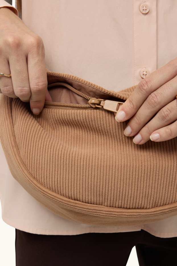 Femmes - Sac à bandoulière en velours côtelé - beige