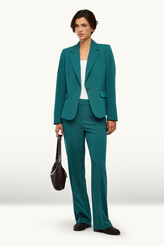 Dames - Business-broek - high waist - wide leg - petrol