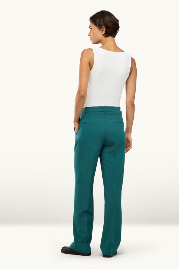 Dames - Business-broek - high waist - wide leg - petrol