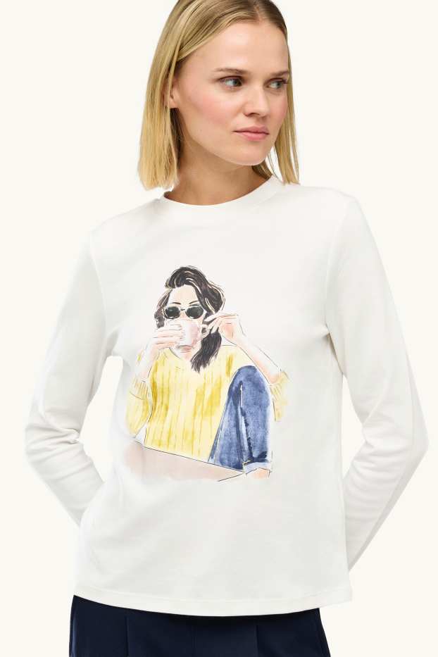 Dona - Samarreta de màniga llarga - regular fit - blanc
