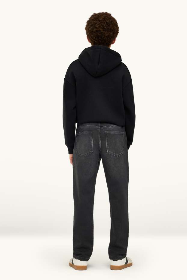 Kinder Buben - Straight Jeans - Thermojeans - extra-weiter Bund - schwarz