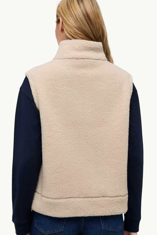 Dames - Gilet van teddybont - beige