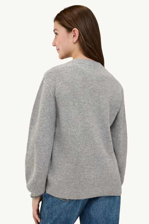Kinder Mädchen - Pullover - grau-melange
