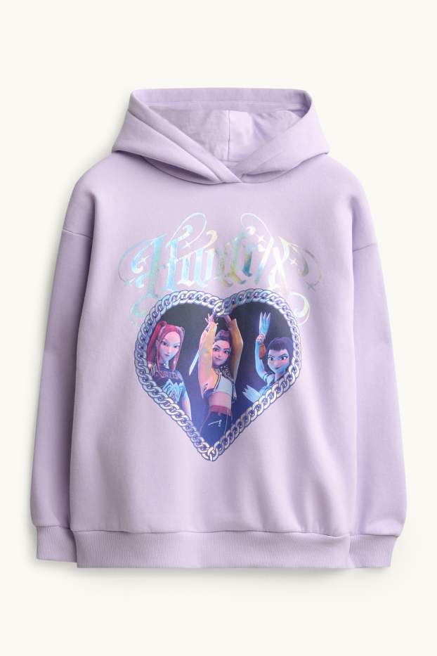 Kinder Mädchen - KPop Demon Hunters - Hoodie - Glanz-Effekt - flieder