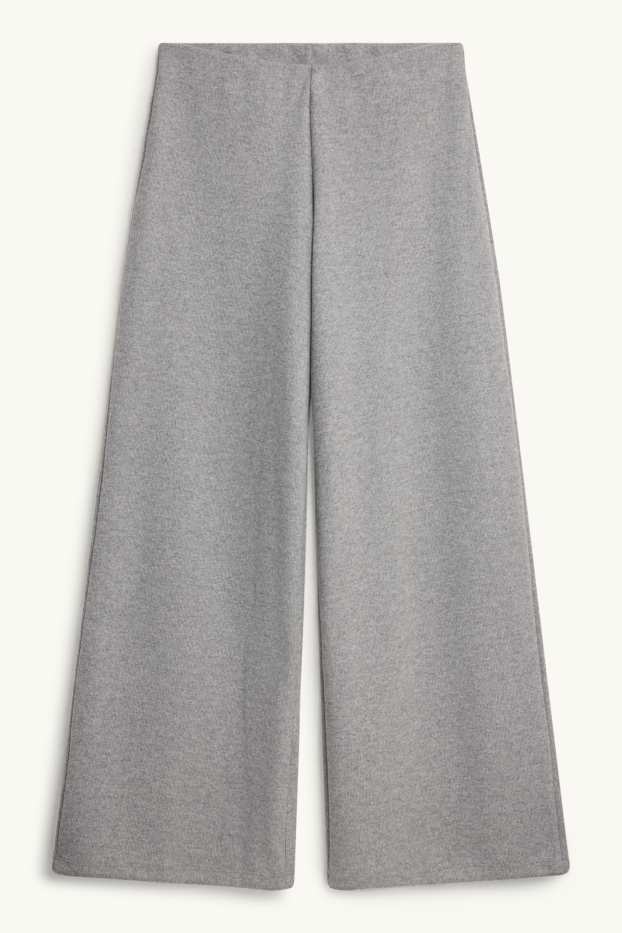 Damen - Feinstrick-Jogginghose - grau-melange