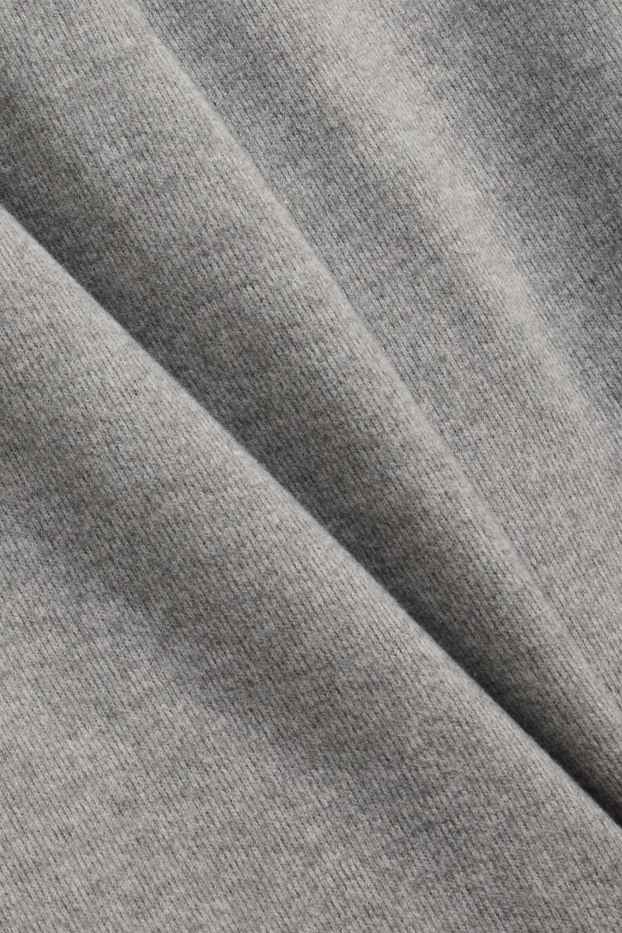 Damen - Feinstrick-Jogginghose - grau-melange