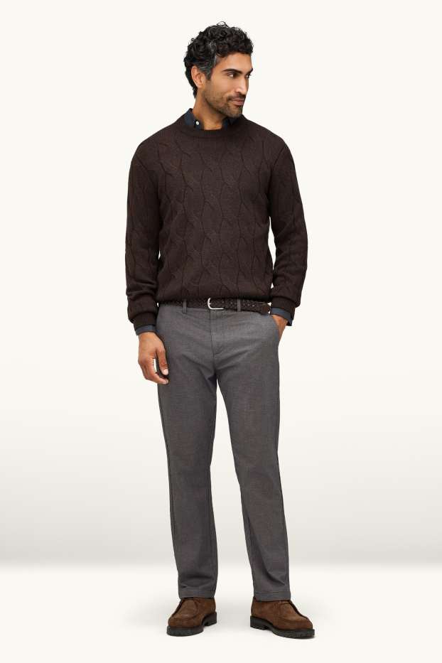 Herren - Chino mit Gürtel - Regular Fit - dunkelgrau