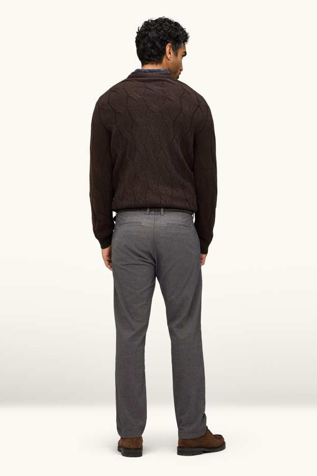 Herren - Chino mit Gürtel - Regular Fit - dunkelgrau