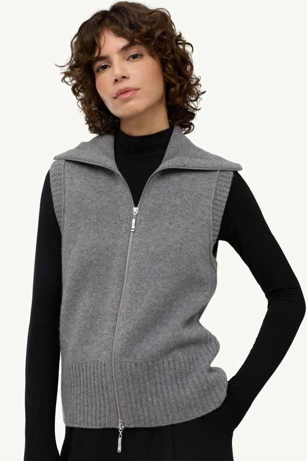 Dona - Armilla de punt de mitja amb component de caixmir - mescla de llana - gris jaspiat