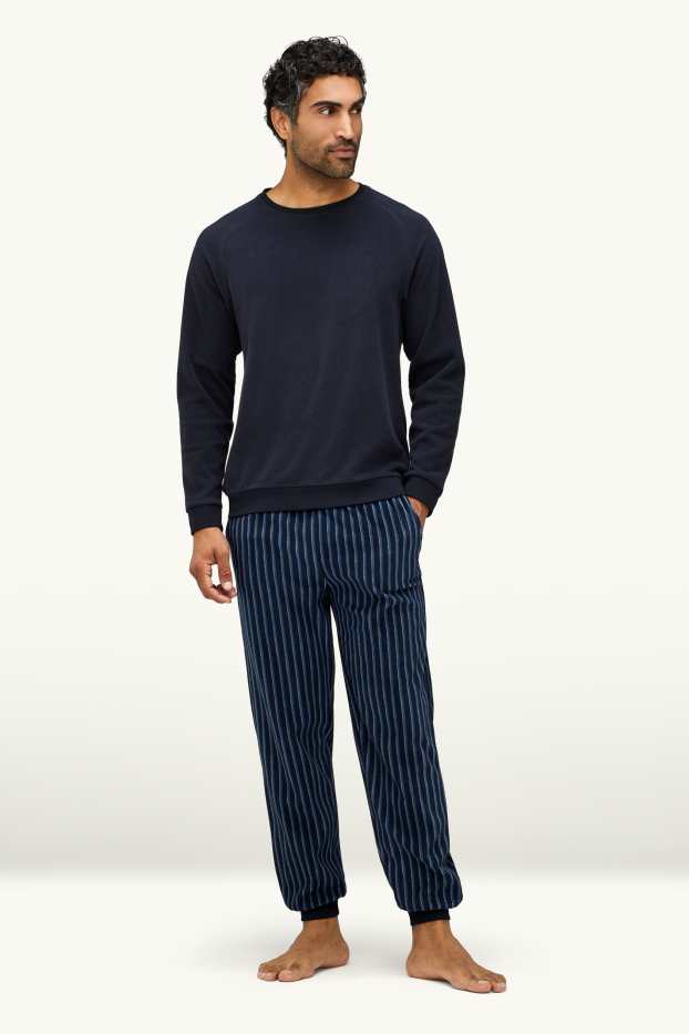 Hommes - Pyjama en polaire - bleu foncé
