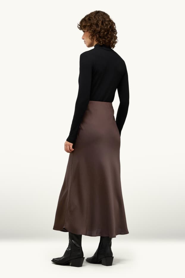 Femmes - Jupe en satin - marron foncé