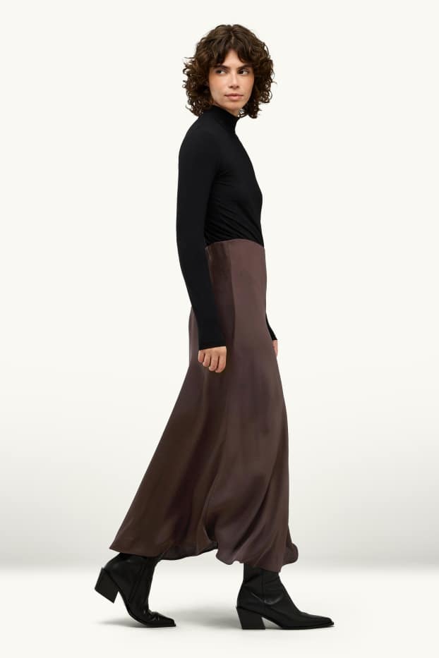 Femmes - Jupe en satin - marron foncé