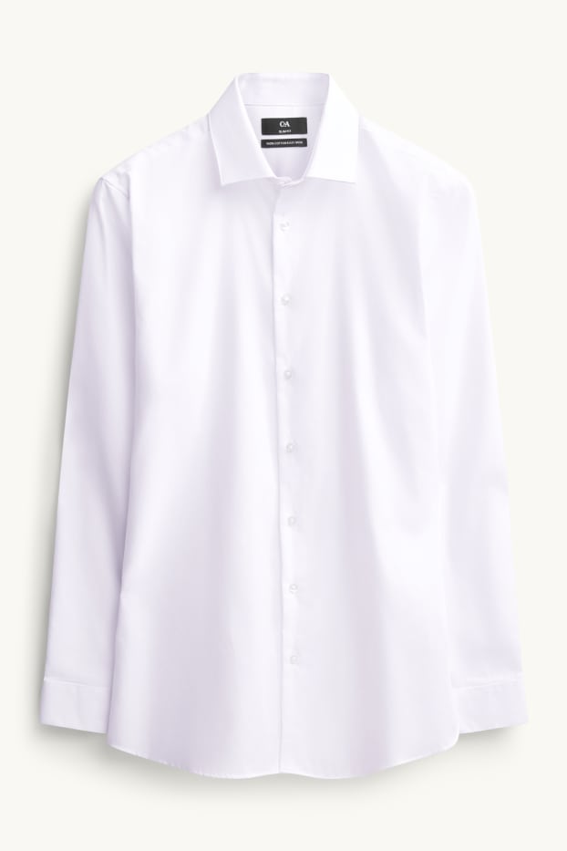 Bărbați - Cămașă office - slim fit - guler italian - ușor de călcat - alb