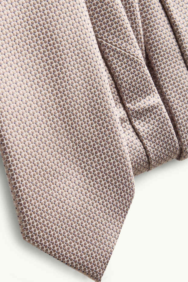 Heren - Kostuum met stropdas - regular fit - stretch - 4-delig - zandkleurig