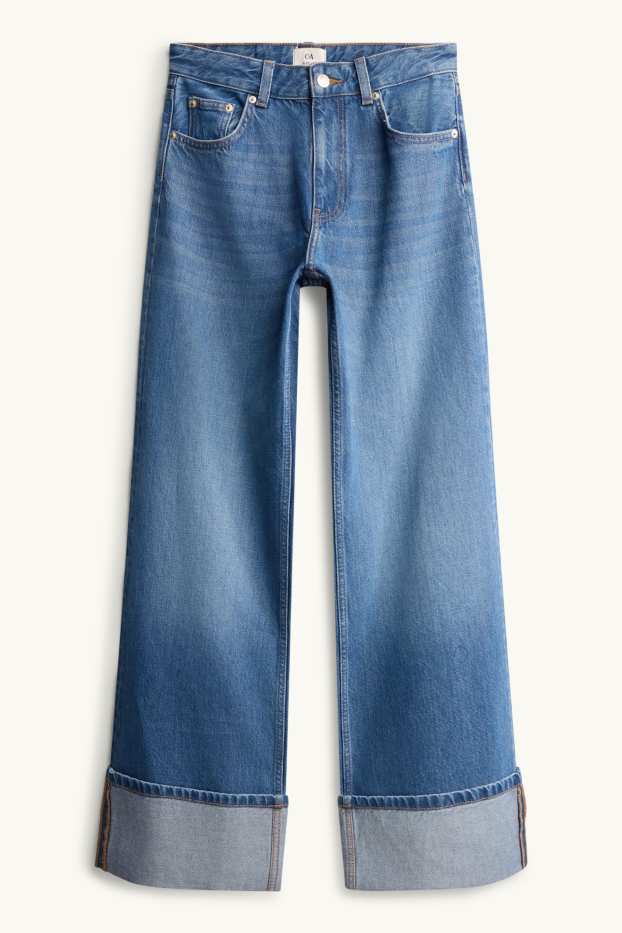Damen - Wide Leg Jeans - Mid Waist - jeansblau