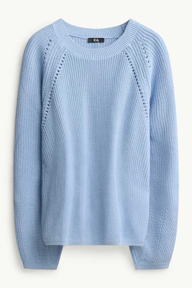 Femmes - Pull - finition côtelée - bleu clair