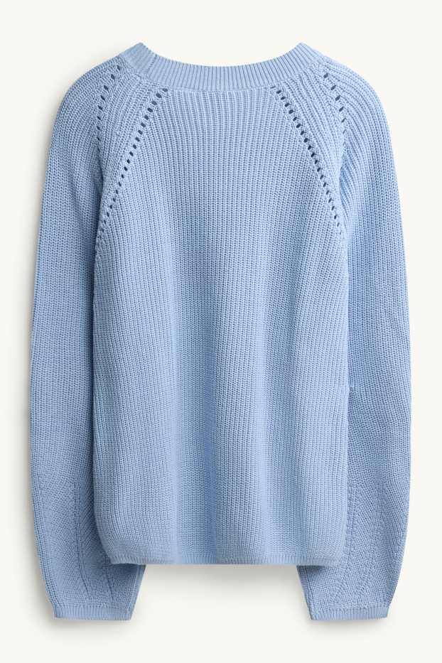 Femmes - Pull - finition côtelée - bleu clair