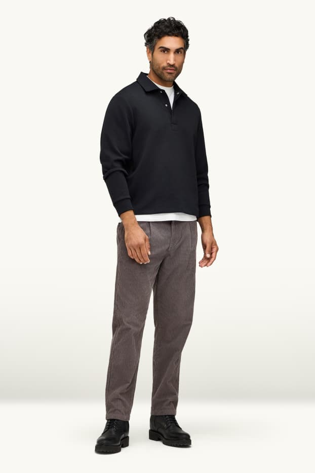 Herren - Cord-Chino - Tapered Fit - dunkelgrau