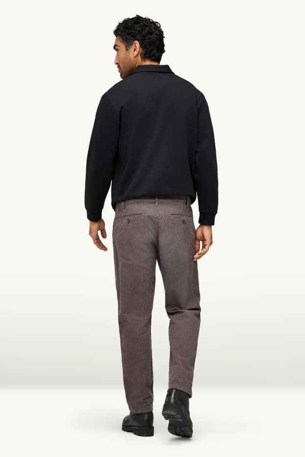 Herren - Cord-Chino - Tapered Fit - dunkelgrau