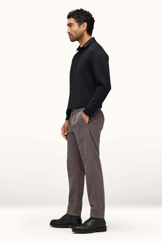 Herren - Cord-Chino - Tapered Fit - dunkelgrau