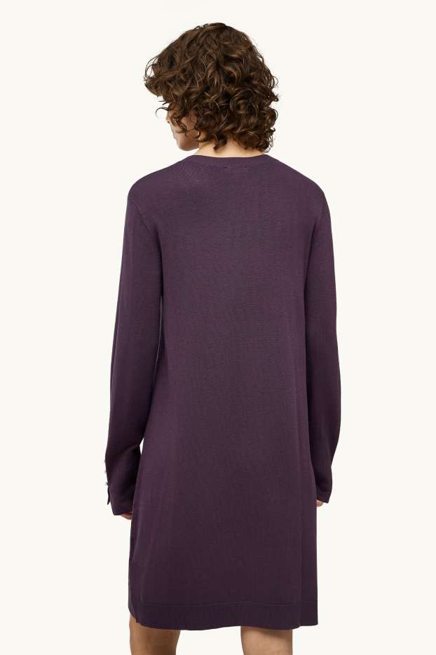 Donna - Vestito in maglia - straight fit - porpora