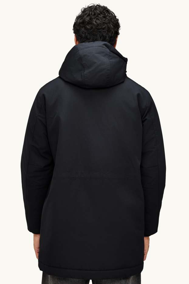 Men - Parka with hood - lined - black