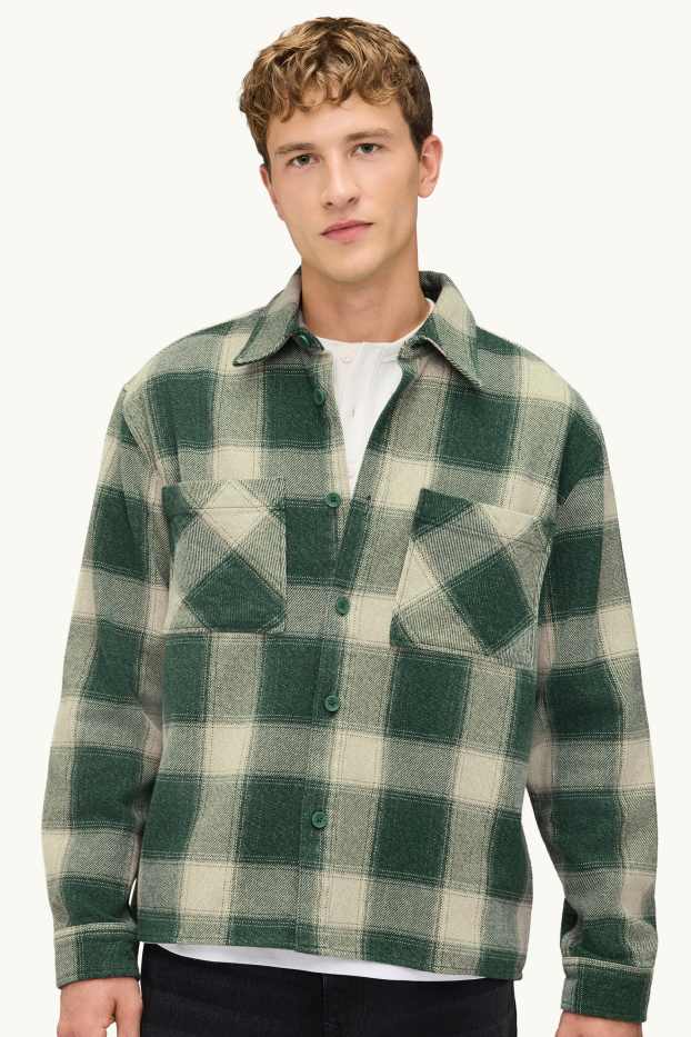 Hommes - Chemise - relaxed fit - col kent - à carreaux - vert