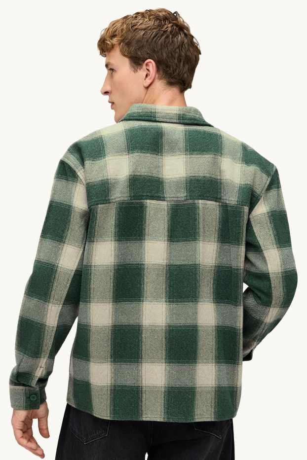Hommes - Chemise - relaxed fit - col kent - à carreaux - vert