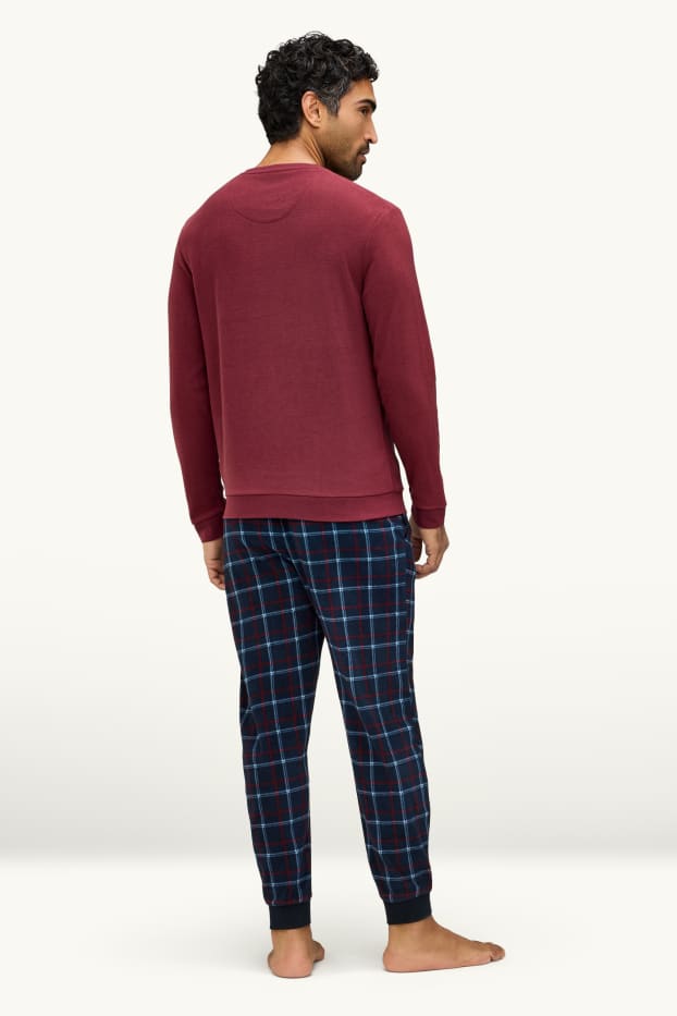 Hommes - Pyjama en polaire - bordeaux