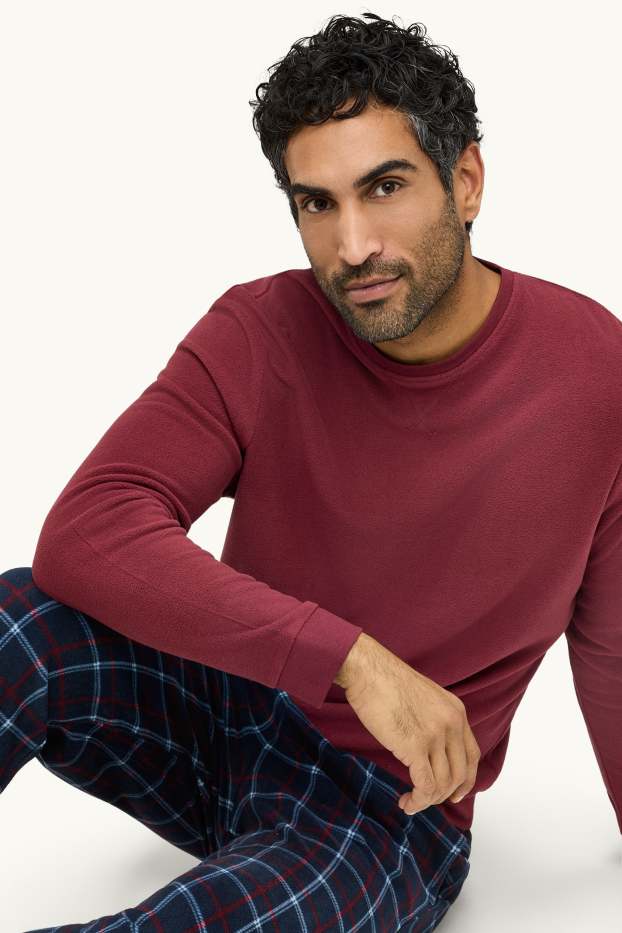 Hommes - Pyjama en polaire - bordeaux