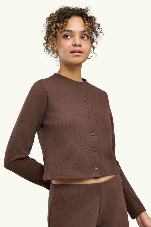 Femei - Cardigan tricotat - maro