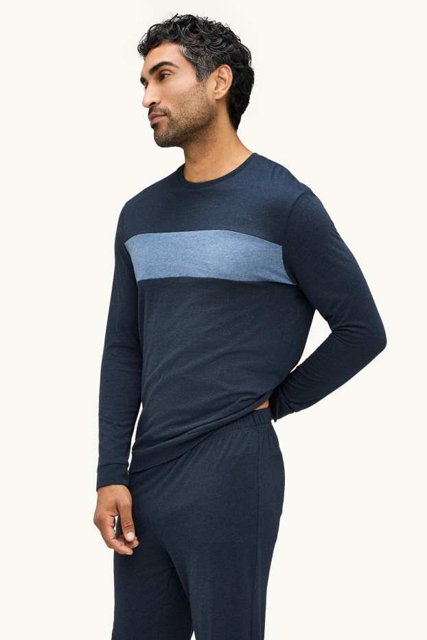 Herren - Pyjama - blau / dunkelblau